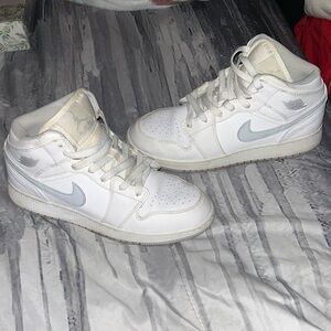 Nike White and Light Gray High-Top Sneakers